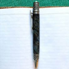 Load image into Gallery viewer, Pen - Celtic - Antique Pewter - Blue Buckeye Burl Wood