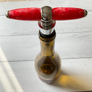 Bottle Stopper & Corkscrew - Candy Cane Sparkle