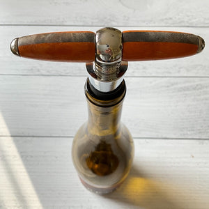 Bottle Stopper & Corkscrew - Two-Toned Wood