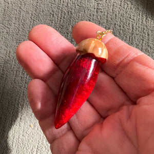 Pendulum - Maple Burl Wood with Red Resin